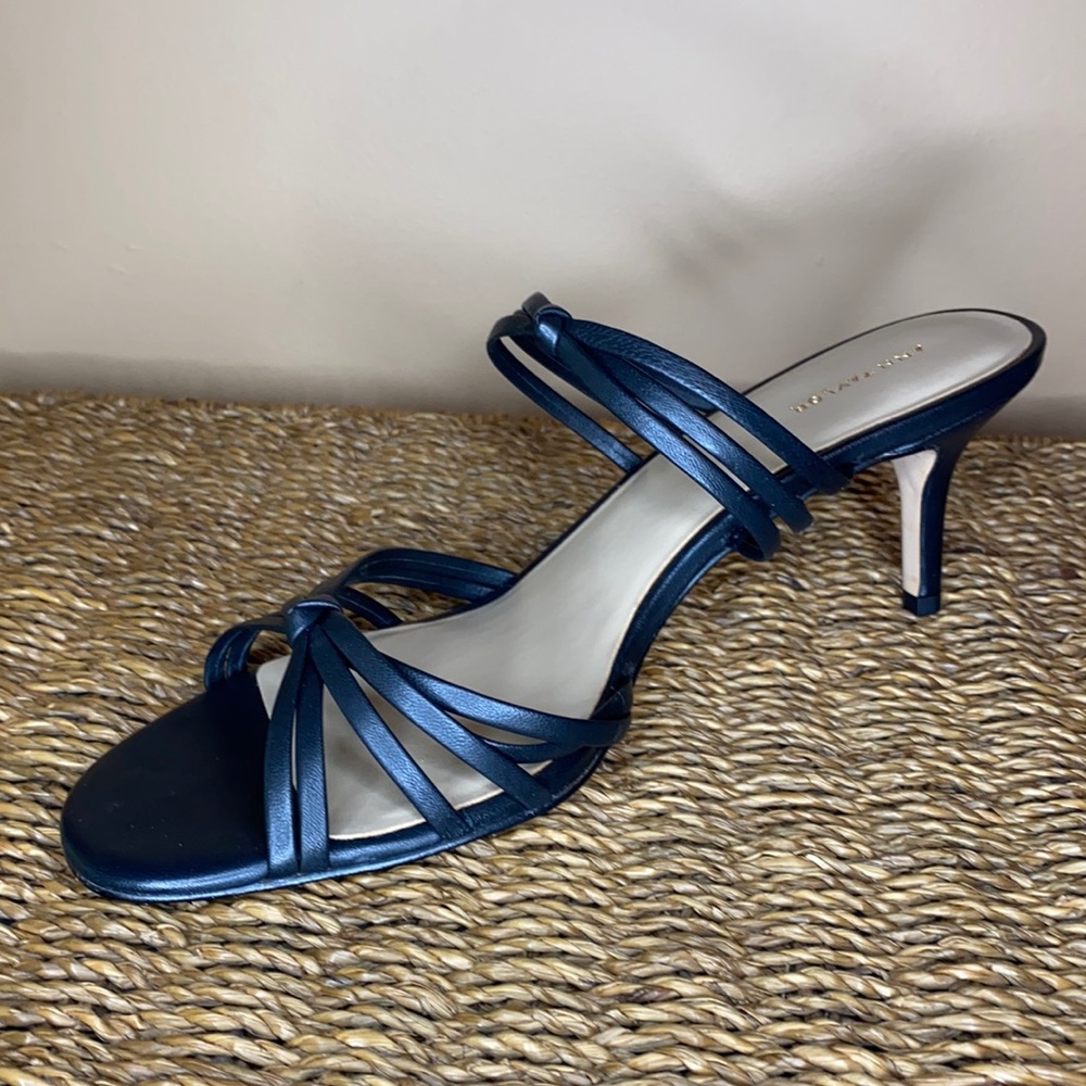 Ann Taylor Black Leather Heeled Sandal